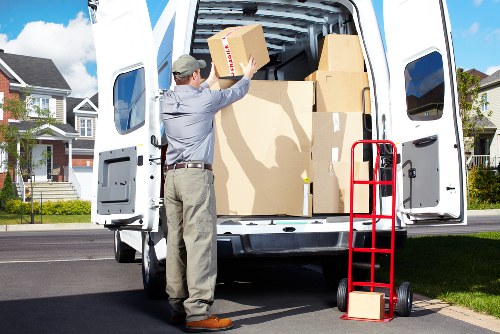 Detail of moving boxes and packing materials for Hammersmith move